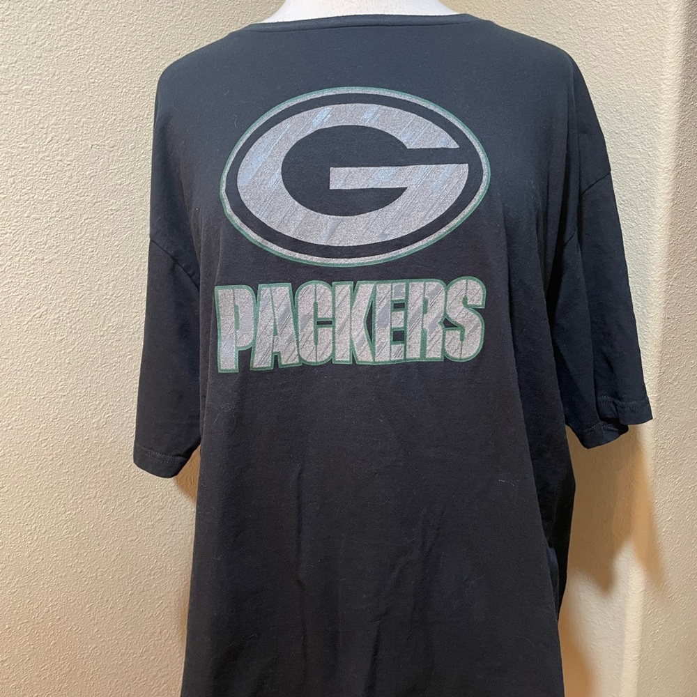 EUC 2XL majestic brand Green Bay Packers Black T-Shirt